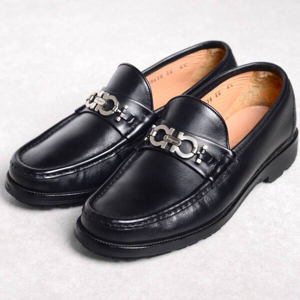 【size6.5】サルヴァトーレ フェラガモ ガンチーニ ビット ローファー 黒 ブラック レザー イタリア製 Salvatore Ferragamo