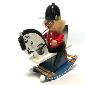 煙出し人形 ロッキング 木馬 / 木製 置物 工芸品 / 煙だし人形 ハンドメイド インテリア / ドイツ パイプ