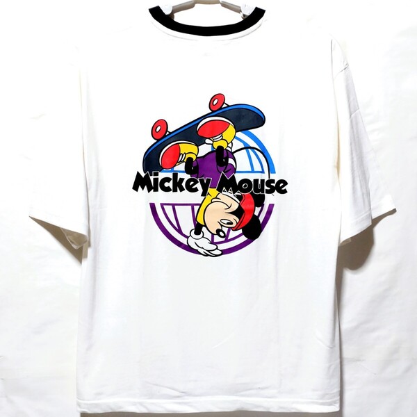 特価/未使用【サイズ=M】Disney/Micky/ディズニー/ミッキー/メンズ/半袖/Tシャツ/胸囲=88~96cm/white