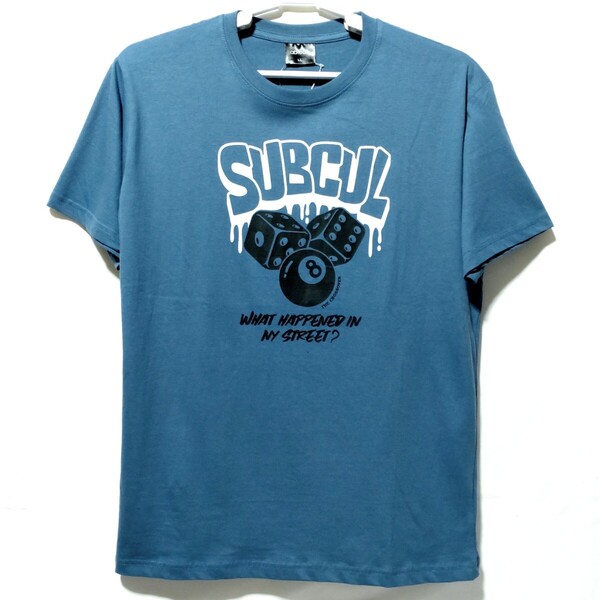 特価/未使用【サイズ=LL(XL)】アメカジ/英字プリント/メンズ/半袖/Tシャツ/胸囲=104~112cm/blue.gray