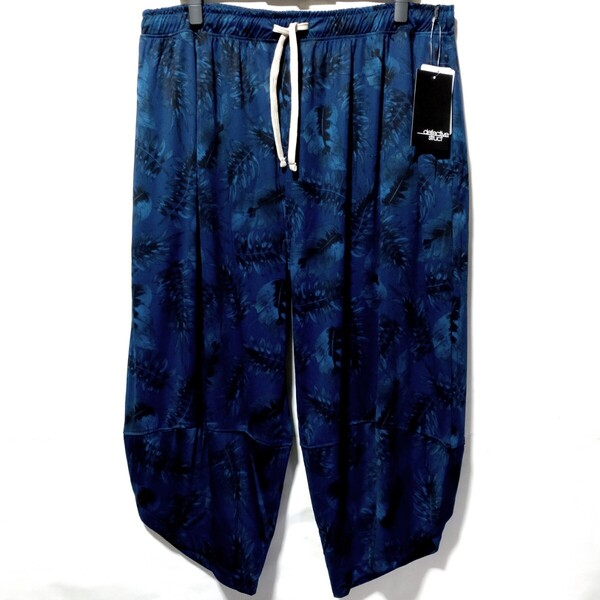 特価/未使用【サイズ=4L(3XL)】ボタニカル柄/メンズ/左右ポケット付き/七分丈/アラジンパンツ/胴囲=110~118cm/navy