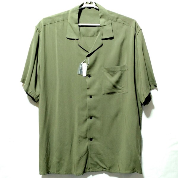 特価/未使用【サイズ=3L(2XL)ノーブランド/メンズ/半袖/無地/オープンシャツ/胸囲=112~120cm/light.khaki