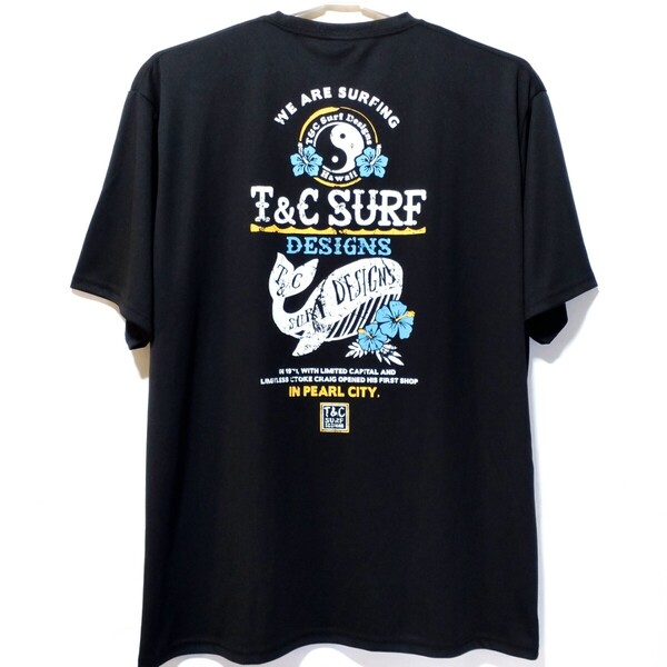 特価/未使用【サイズ=5L(4XL)】T&C surf Designs Hawaii/タウン&カントリー/吸汗速乾/メンズ/半袖/Tシャツ/胸囲=116~124cm/black③