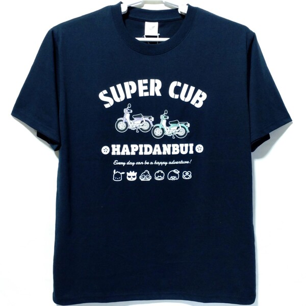 特価/未使用【サイズ=L】HONDA/SUPER CUB×HAPIDANBUI/スーパーカブ×はぴだんぶい/メンズ/半袖/Tシャツ/胸囲=96~104cm/navy②