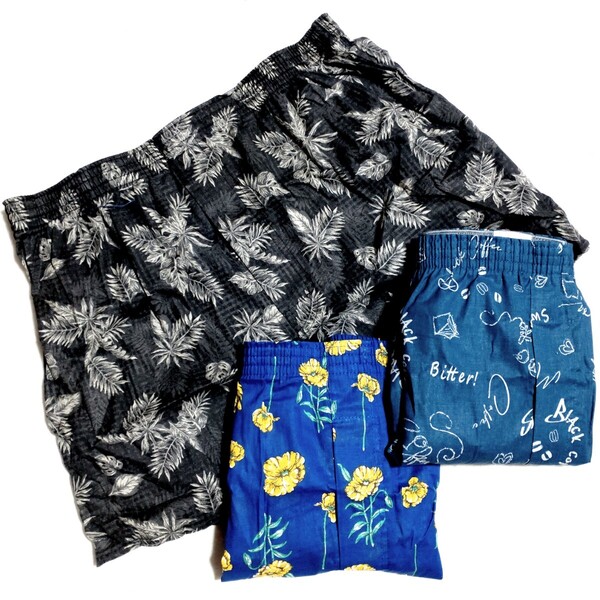 特価/未使用【3枚組/サイズ=L】ノーブランド/メンズ/前開き/トランクス/胴囲=84~94cm/画像の柄3枚②