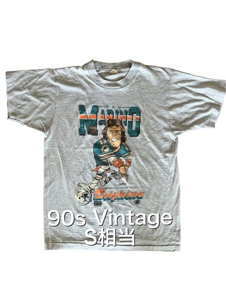 90s ビンテージ NFL Dan Marino Tシャツ S相当 ヘザーグレー シングルステッチ アメフト アメリカンフットボール ヴィンテージ xpv
