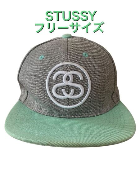 雰囲気抜群 STUSSY ステューシー シャネルロゴ ベースボール キャップ グリーン ペパーミントグリーン 帽子 ビンテージ ヴィンテージ xpv