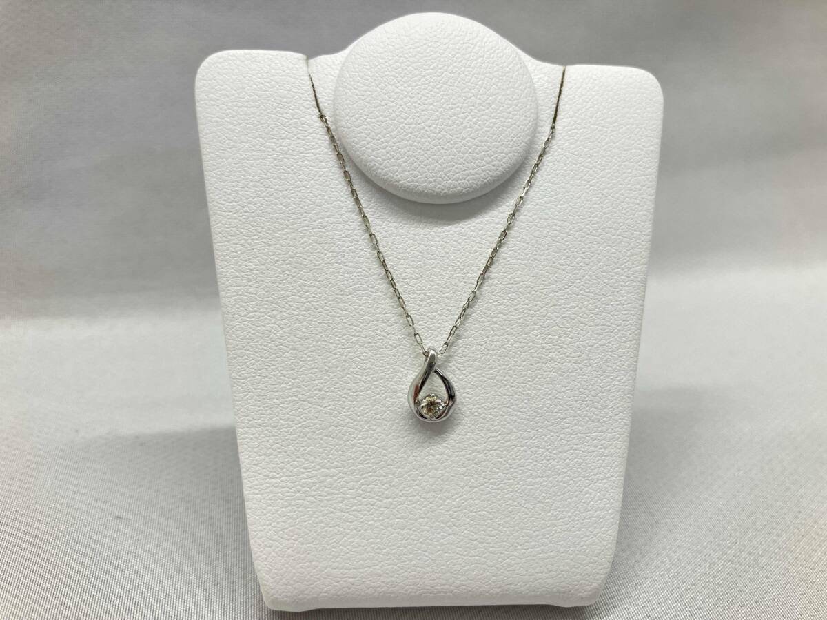 4℃ K10 全長約40cm D付 約1.0g ネックレス 雫型