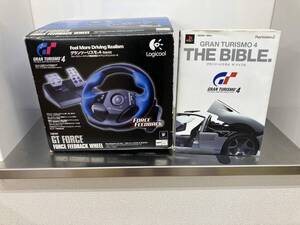 ジャンク 動作未確認 Logicool GT FORCE + グランツーリスモ4 ザ バイブル