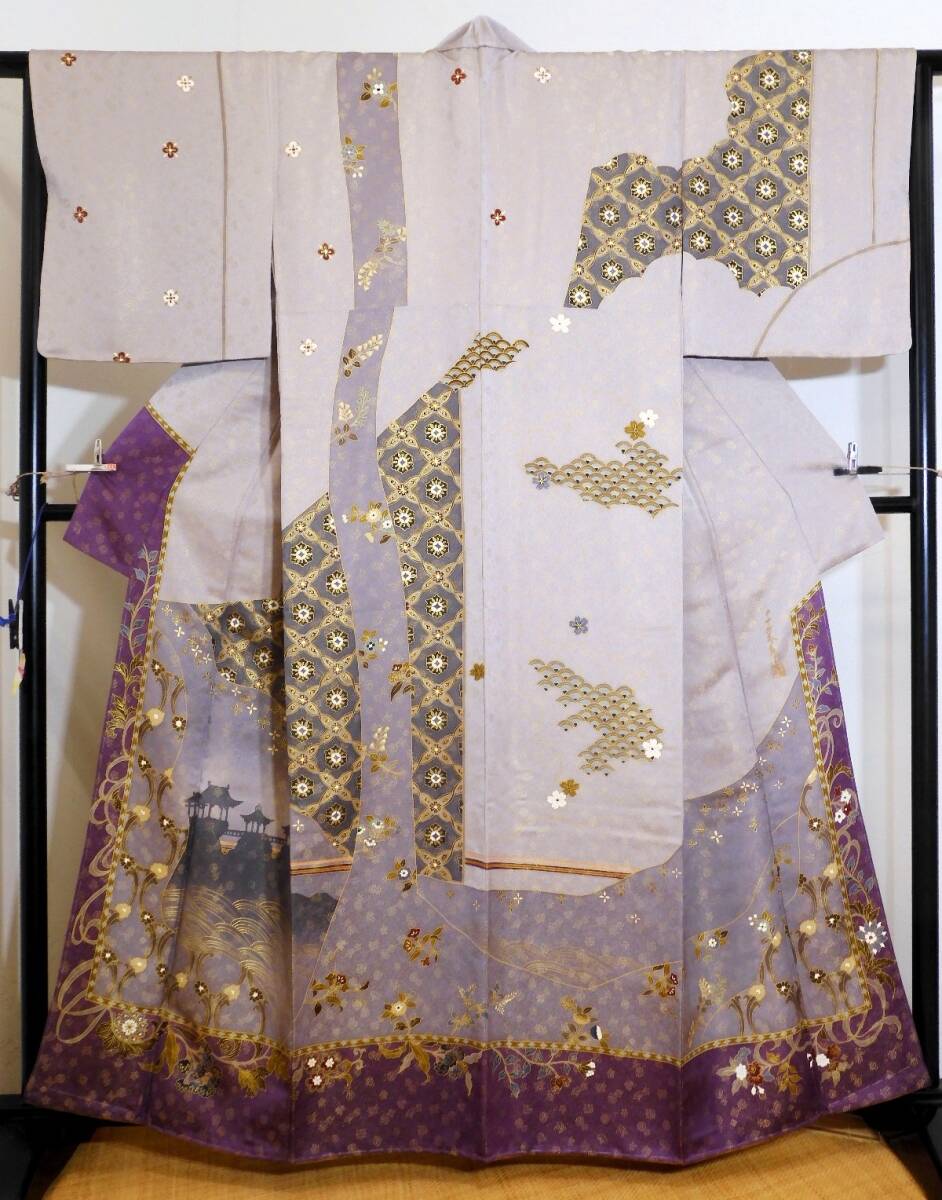 美品　未使用品　しつけ糸付き　小柄な方　訪問着単品 46 未使用 高級長襦袢 袷 正絹 手縫い しつけ糸付 とても柔らか