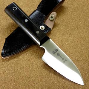関の刃物 キャンピングナイフ 左利き用 9.5cm (95mm) 包丁 サバイバルナイフ ハンティングナイフ 魚釣り アウトドア包丁 本革鞘付き 日本製