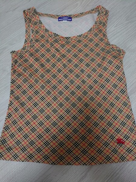 BURBERRY BLUE LABEL バーバリー ブルーレーベル Mサイズ 三陽商会 希少 レア タンクトップ ノバチェック ロゴ刺繍 ベージュ