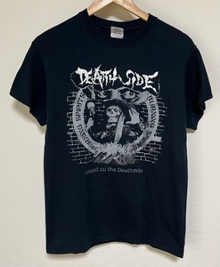 DEATH SIDE stand on the Deathside Tシャツ S 古着 デスサイド 黒 ブラック 文字 青/白/グレー ジャパコア ハードコア パンク hardcore