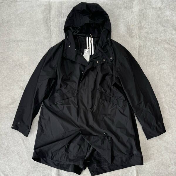 XL 新品未使用 adidas アディダス ハーフコート フード 防寒 保温 ジャケット メンズ ブラック 黒 スーツ ビジネス 秋冬 人気 正規品