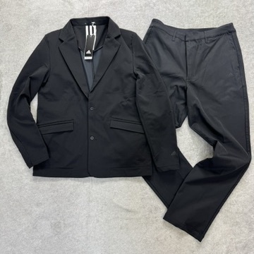 新品未使用 adidas Lサイズ アディダス スーツ セットアップ 上下 テーラード ジャケット パンツ ボトムス ビジネス 社会人 ブラック 黒