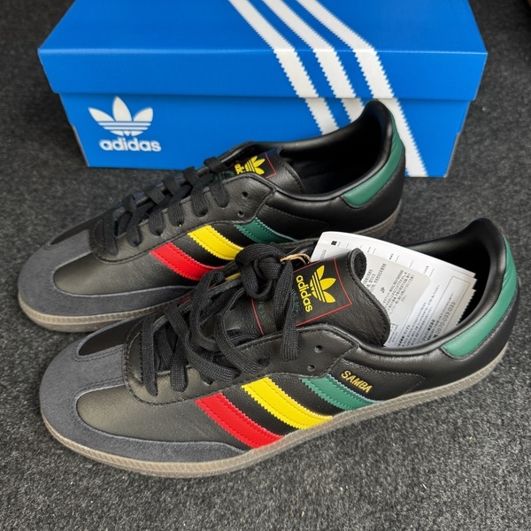 26.5cm 新品未使用 adidas Originals SAMBA OG アディダス オリジナルス サンバ ラスタカラー スニーカー シューズ ブラック レザー 箱有り