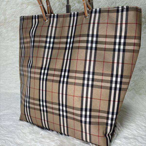 【極美品】 BURBERRY バーバリー ロンドン ノバチェック トートバッグ ハンドバッグ pvc