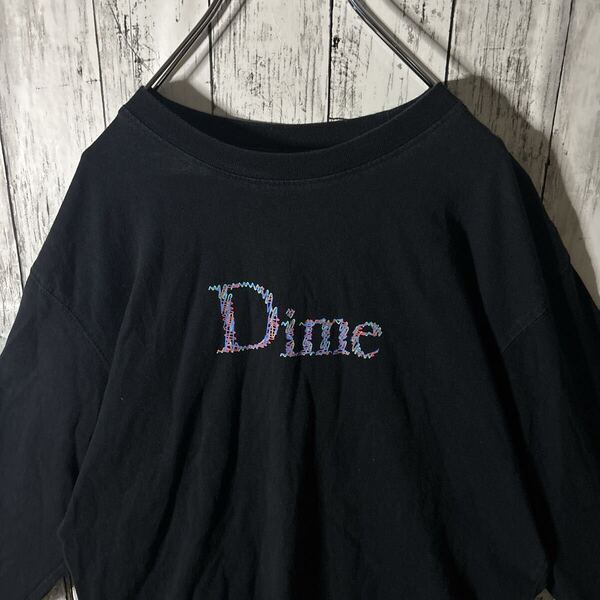 ダイム Dime ロンT カットソー 長袖tシャツ センターロゴ ブラック 黒 ユニセックス 古着