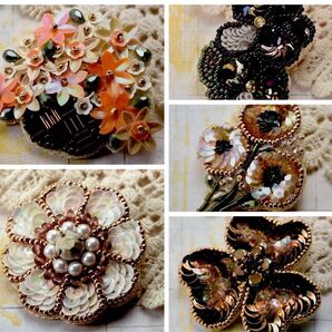 残りわずか【5種まとめて】スパンコールにときめくお花ブローチコレクション ハンドメイド 手芸キット ブローチ 服飾雑貨 手作り 新品