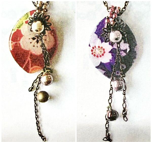 新品キット【2種まとめて】和調アクリルネックレス アカ/ムラサキ ハンドメイド アクセサリー ネックレス 浴衣に 和装 ロイヤルクラフト