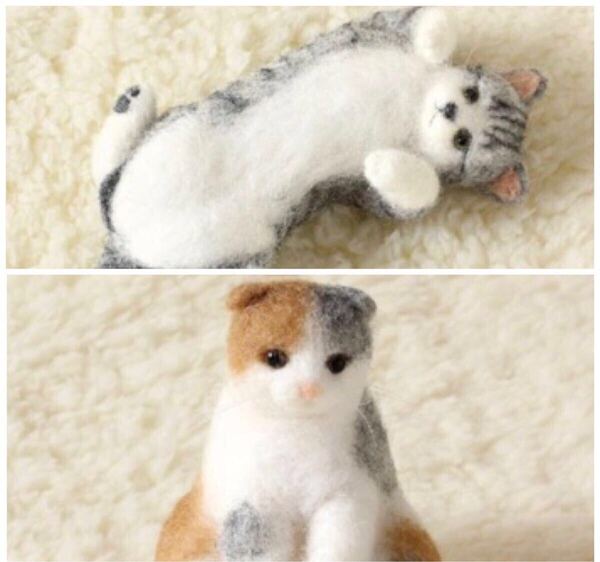 ラスト1点【2種まとめて】羊毛フェルトで作る気ままなにゃんこコレクション 手芸キット ハンドメイド 羊毛フエルト キット 新品 猫 ネコ
