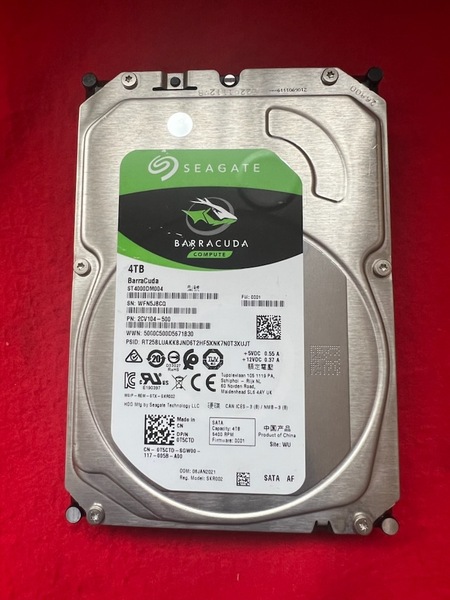不良返金保証 Seagate BarraCuda 3.5インチ 4TB 内蔵 ハードディスク HDD PC ST4000DM004 (A059)