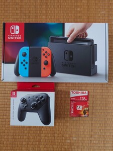 【美品】Nintendo 任天堂 Switch スイッチ 本体 ネオンブルー/ネオンレッド 初期化 動作OK プロコン 付き