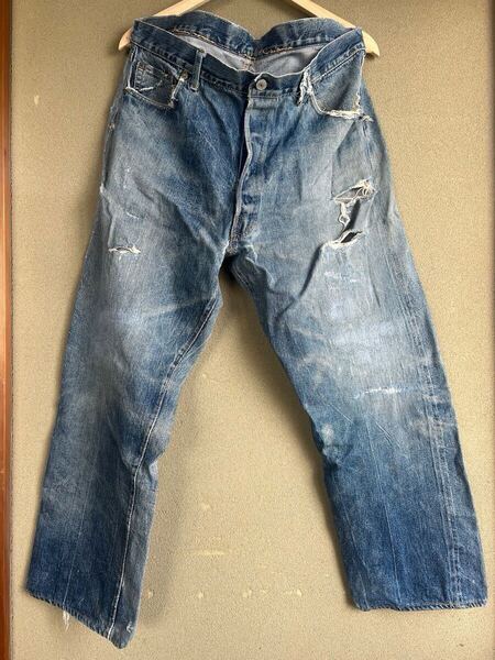 50s LEVIS 501XX W38 BIGE 均等V ボタン裏12 Vステッチ 鬼ヒゲ ハチノス 雰囲気良好