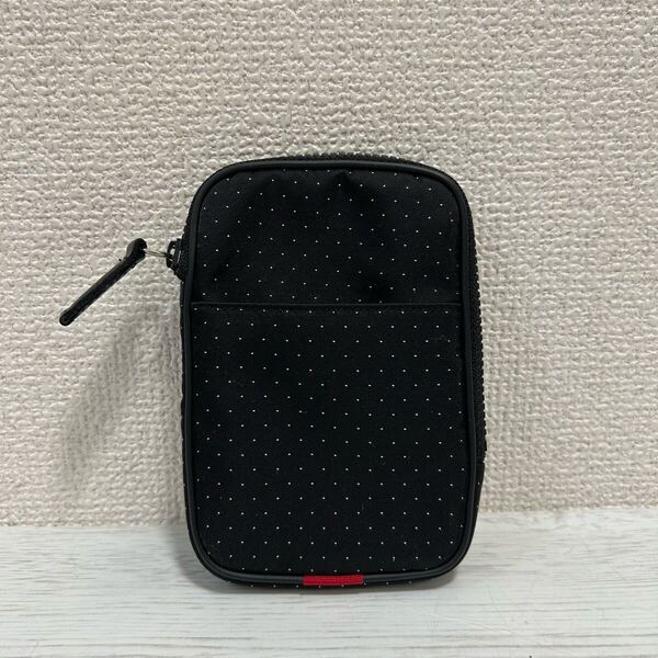 極美品 ARTISAN&ARTIST アルティザン&アーティスト レディース ポーチ 小物入れ 小銭入れ 黒色 ブラック ナイロン ドット柄 高級 日本製