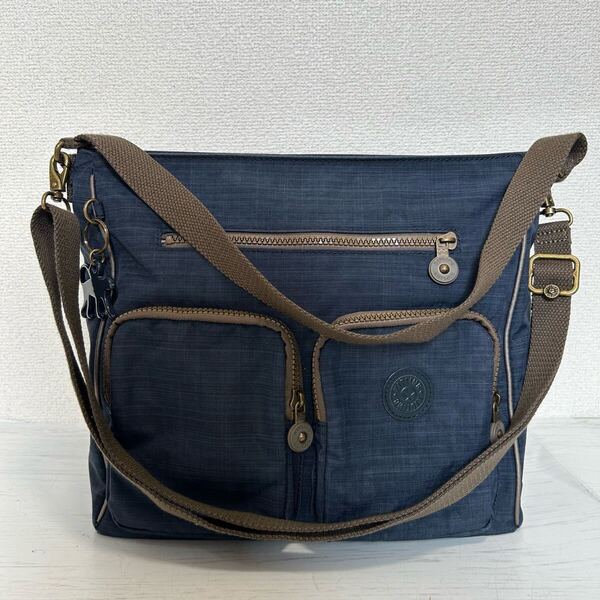 美品 kipling キプリング レディース 2way 3way 斜め掛け ショルダーバッグ トートバッグ マザーズバッグ デニム ナイロン 軽量 頑丈 ロゴ