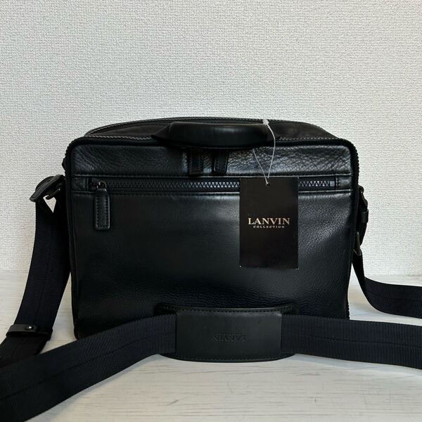 美品 LANVIN COLLECTION ランバン コレクション メンズ ショルダーバッグ メッセンジャーバッグ 本革 レザー 高級 多機能 仕事 ブランド