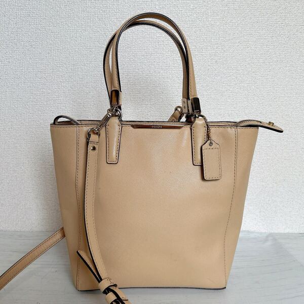 COACH コーチ 2way 斜め掛け ショルダーバッグ ハンドバッグ ミニトートバッグ ポシェット 本革 レザー ベージュ ワンポイント 29001