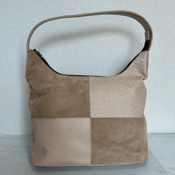 Poilot leather craft レディース 肩掛け トートバッグ ワンショルダーバッグ マザーズバッグ レザー スエード ベージュ くすみピンク