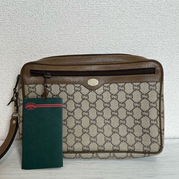 OLD GUCCI オールドグッチ グッチプラス メンズ レディース クラッチバッグ セカンドバッグ 総柄 GG柄 茶色 ベージュ PVC ヴィンテージ