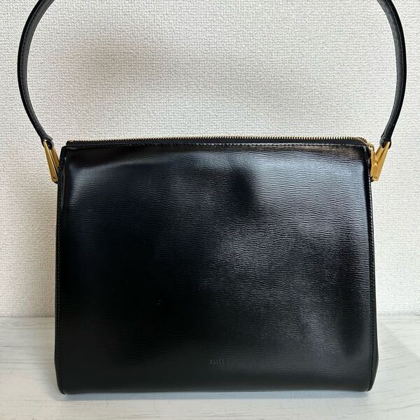 極美品 PELLE BORSA ペレボルサ レディース ハンドバッグ パーティーバッグ 本革 レザー 黒色 ブラック ゴールド金具 高級 海外 ブランド