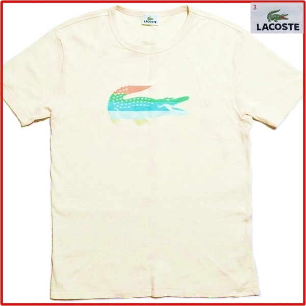 即決★LACOSTE★メンズ3≒L位 半袖Tシャツ ラコステ アイボリー 綿100% アウター 日本製