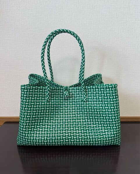 プラカゴ メルカド 大容量 トートバッグ ハンドメイド パサールバッグ かごバッグ XLサイズ グリーン
