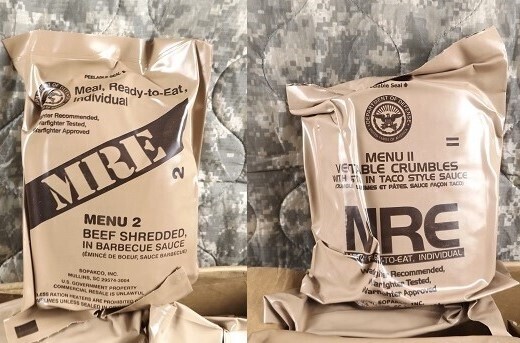 箱だし!MREレーション 2個セット MENU-2 & 11 2024年8月検 米軍 ミリ飯 ミリメシ 戦闘糧食 非常食 保存食 車中泊 防災バッグ キャンプ