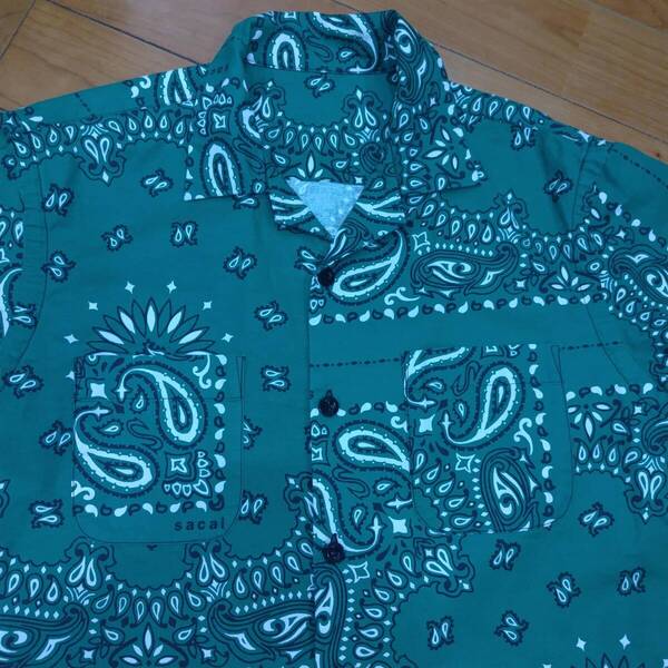 Sacai サカイ 22SS BANDANA Print Shirt バンダナ 開襟シャツ グリーン/size2/22-02689M