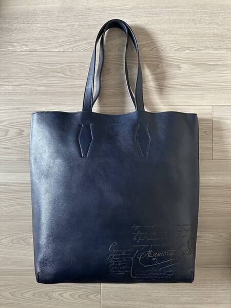 特注100万 Berluti Vitellofiore Patine Leather Tote Bag ベルルッティ ヴィテッロフィオーレレザー トートバッグ ブルー 限定品 廃盤