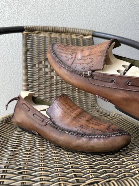名作限定 Berluti INDIO2 Leather Shoes ベルルッティ インディオ2 スクリットレザー シューズ ローファー スリッポン 9 廃盤 オーダー不可