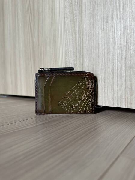 特注20万 Berluti Epure Scrit Leather Wallet ベルルッティ エピュール コインケース アイスブラウン ゴールデンパティーヌ 限定色 廃盤品