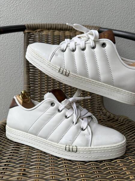 名作 Berluti Playfield White Leather Sneakers ベルルッティ プレイフィールド ホワイトレザー ブラウン スニーカー 7,5 限定品 廃盤品