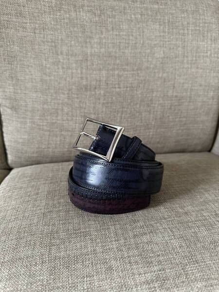 特注20万 Berluti Patine Leather Buckle Belt ベルルッティ ラピエセルプリゼ スクリットレザー ベルト スペシャルオーダー品 世界に一つ