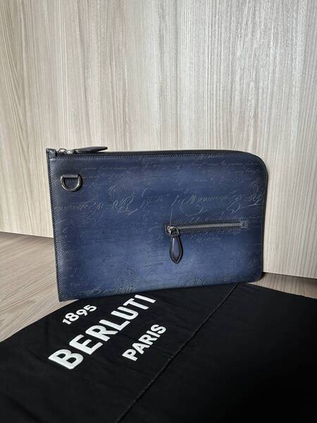 特注38万 Berluti NinoTGM ScritLeather Bag ベルルッティ ニノTGM スクリットレザー クラッチバッグ アヴェイロ 限定色 完売 オーダーのみ