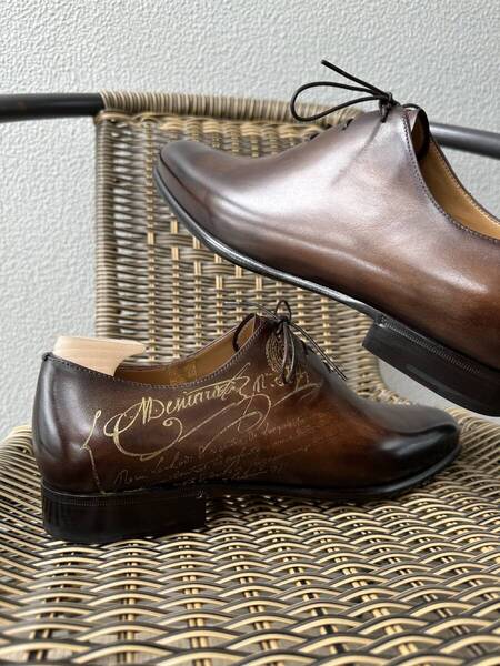 特注38万 Berluti Alessandro Galet Scrit Leather Shoes ベルルッティ アレッサンドロ ガレ シューズ 革靴 ゴールデンパティーヌ 9 新品