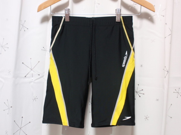 メンズLサイズ◆《SPEEDO/スピード》水着 (黒X黄ライン) 競泳◆状態美品!
