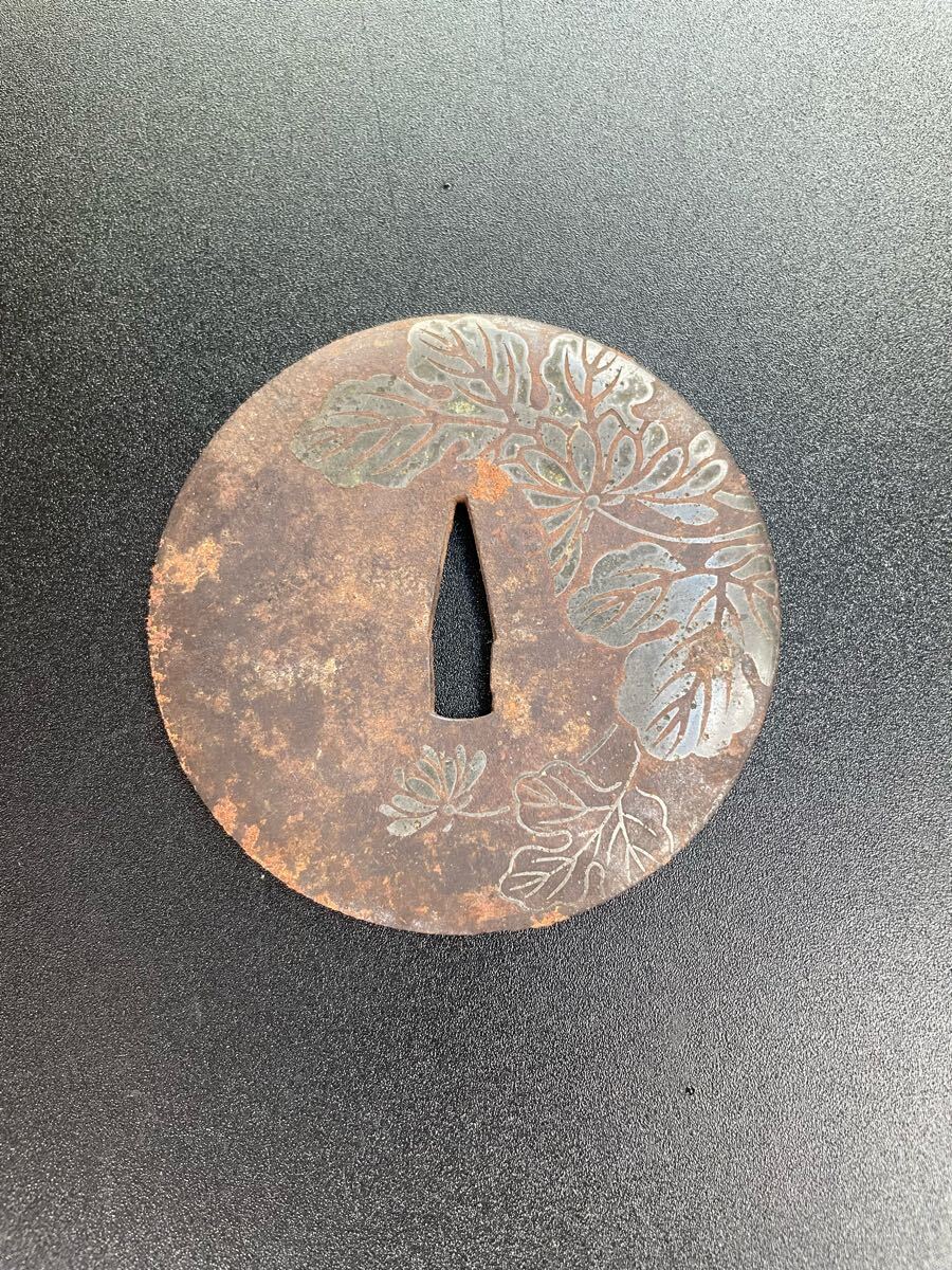 鍔4鉄製 二天 刀装具 時代 古玩 当時物