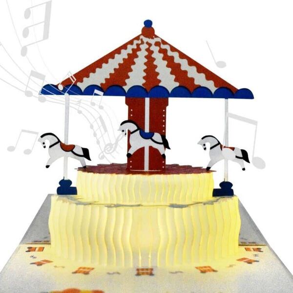 Magic Ants LED ライト& 音楽 ポップアップ ハッピーバースデーカード 3D バースデーポップアップカード バースデーケーキ 音楽