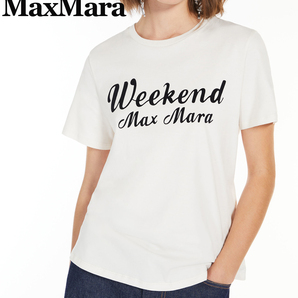 新品50%OFF マックスマーラ Max Mara コットン プリントTシャツ エクル Mサイズ 【送料無料】